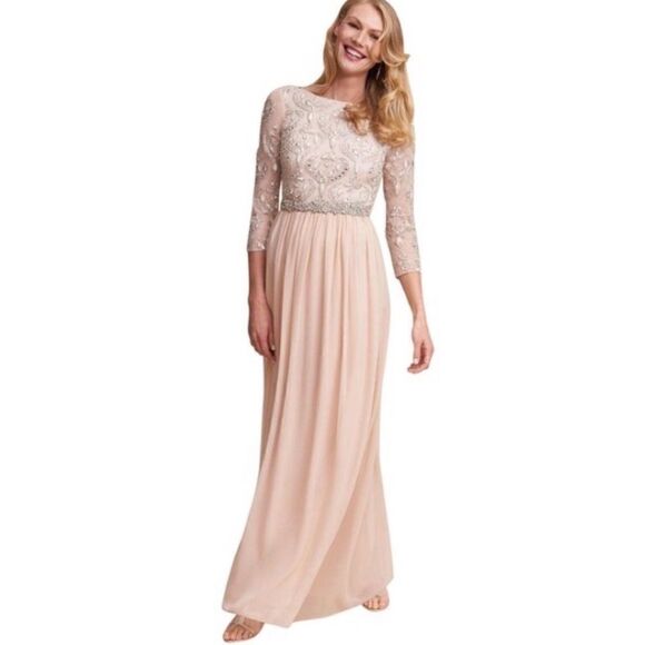 Giada Beaded Formal Dress BEIGE